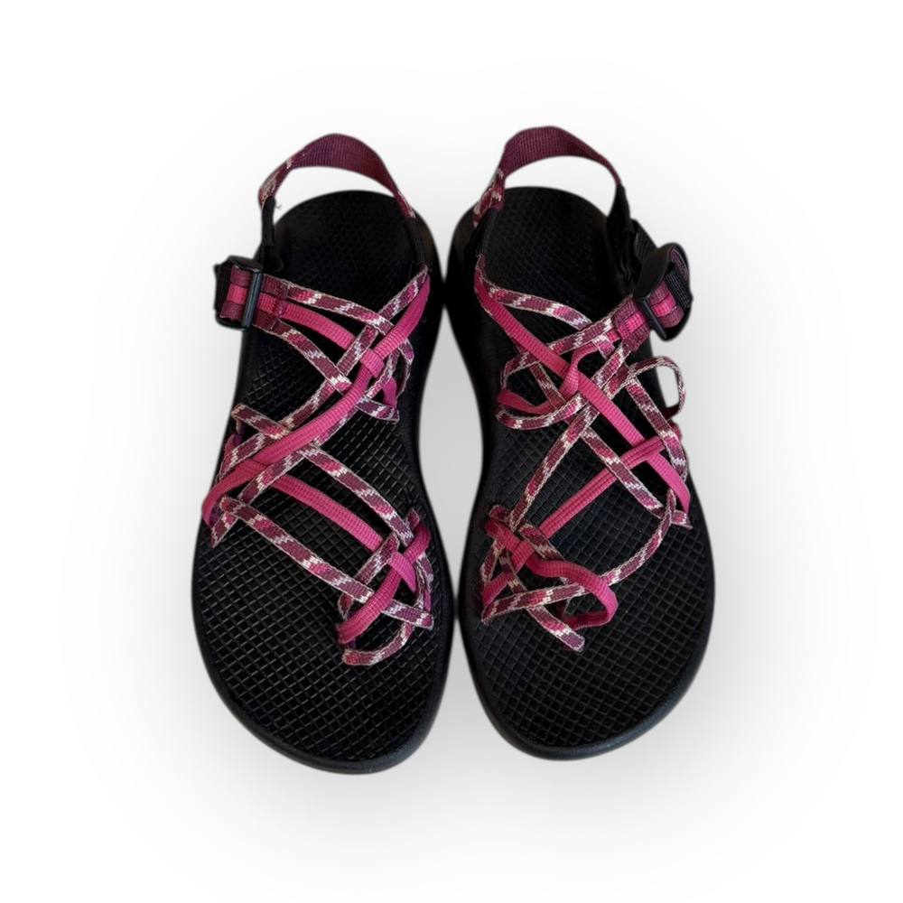 Chaco Women's ZX3 Burgundy/Pink/White Aztec Triple Strap Sandals Size 8 - Picture 6 of 7